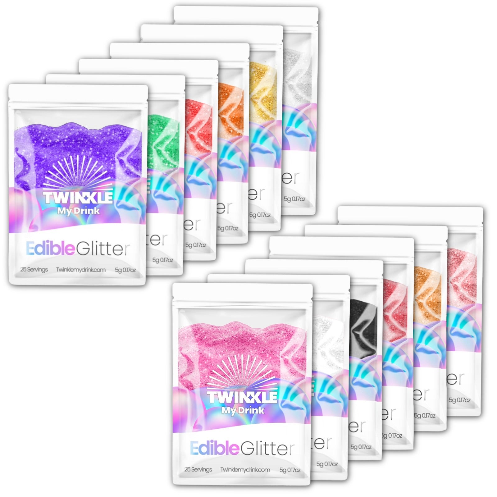 Edible Glitter Variety 12 Colour Bundle - 300 Servings